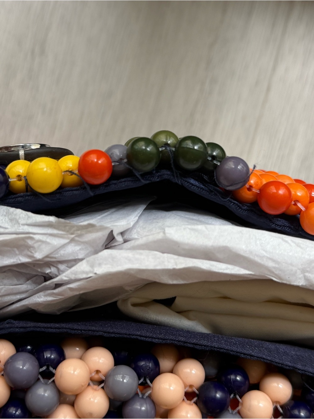 STAUD Timmy Multicolor Beaded Shoulder Bag in Orange, Pink, Yellow, Green, Navy - Picture 7 of 7